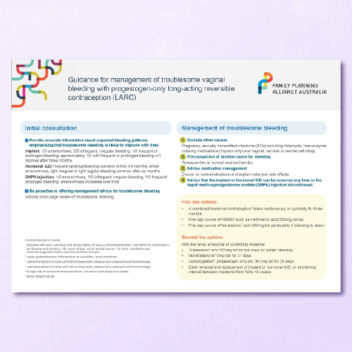 FPAA Guidance for Bleeding on Progestogen-Only LARC